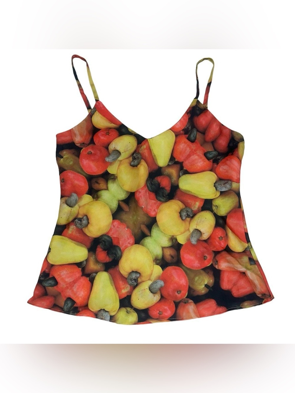 Women’s Red & Yellow Fruit-Print Spaghetti Strap Tank Top